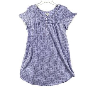 Aria Collection Pajamas Gown Womens Sz L Purple Floral Cotton Nightgown Sleep